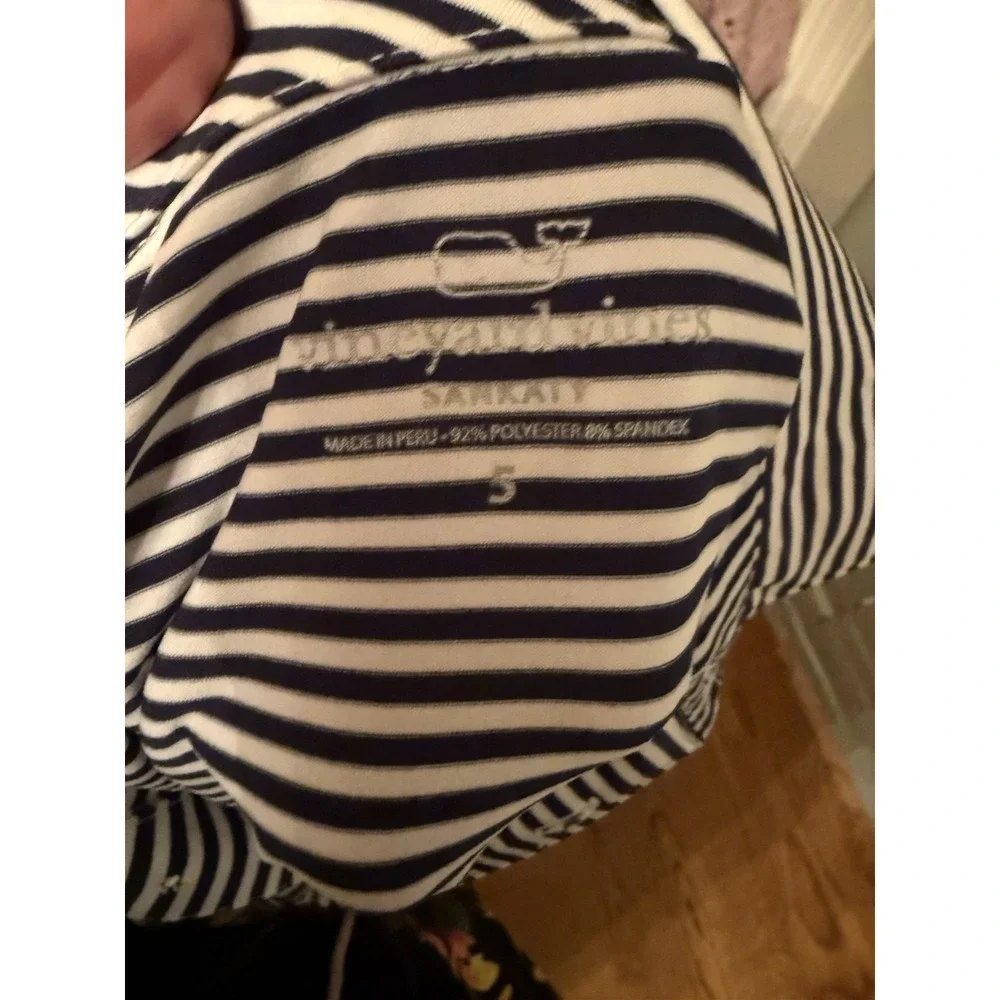 Vineyard Vines Shirt Boys 5 Blue White Striped Sankaty Polo Performance